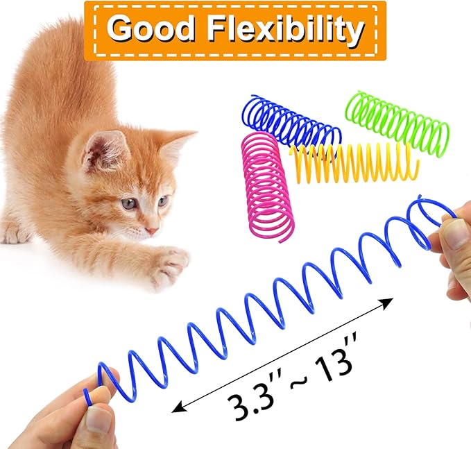 Andiker Cat Toys for Indoor Cats, 4 Big Cat Springs & 8 Small Springs Cat Interactive Toy for Swatting, Biting, Hunting Cat Creative Toy to Kill Time and Keep Fit Colorful Plastic Spring (12pc)