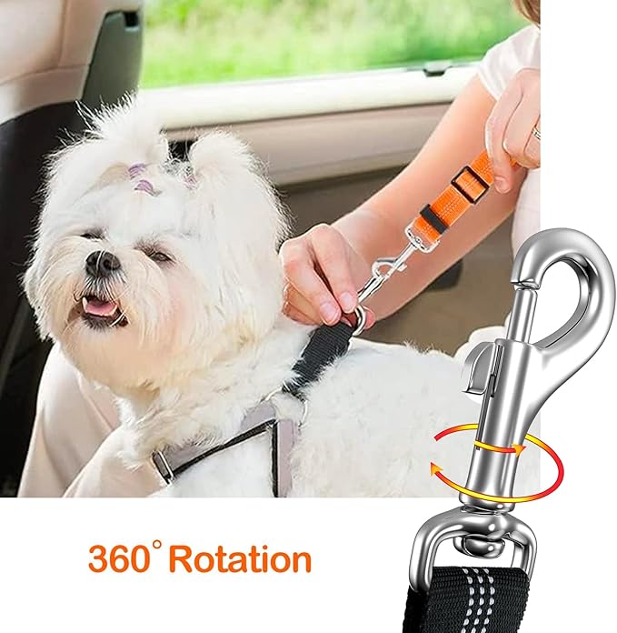 1 Packs Removable Dog Seat Belt Harness for Car, 3 in 1 Pet Dog Car Seatbelt Leash, Retractable Restraint Secures to Vehicle Headrest & Adjustable Reflective Dog Seatbelt Tether