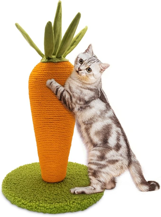 AUSCAT Cat Scratching Post, Cute Carrot Scratching Post, Nature Sisal Cat Scratcher for Indoor Cats and Kittens