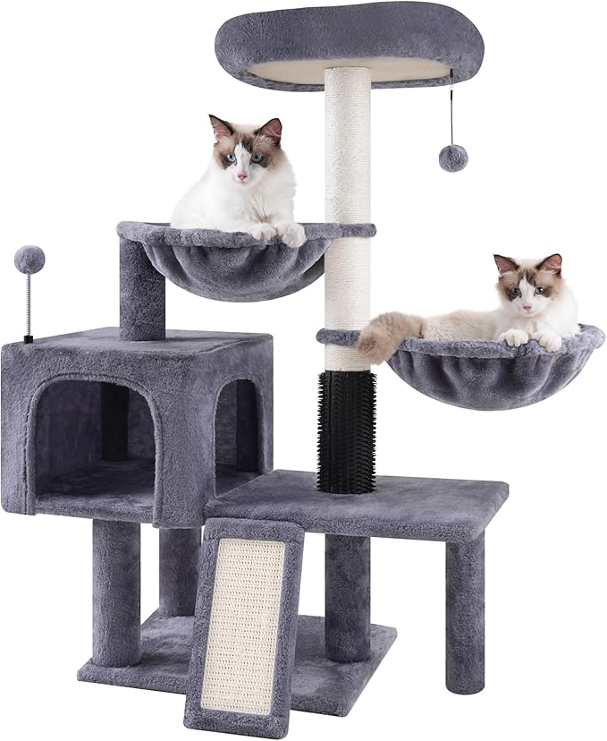 Multi Level Cat Trees with Cat Houses Hammock ScratchingPosts,Grey …