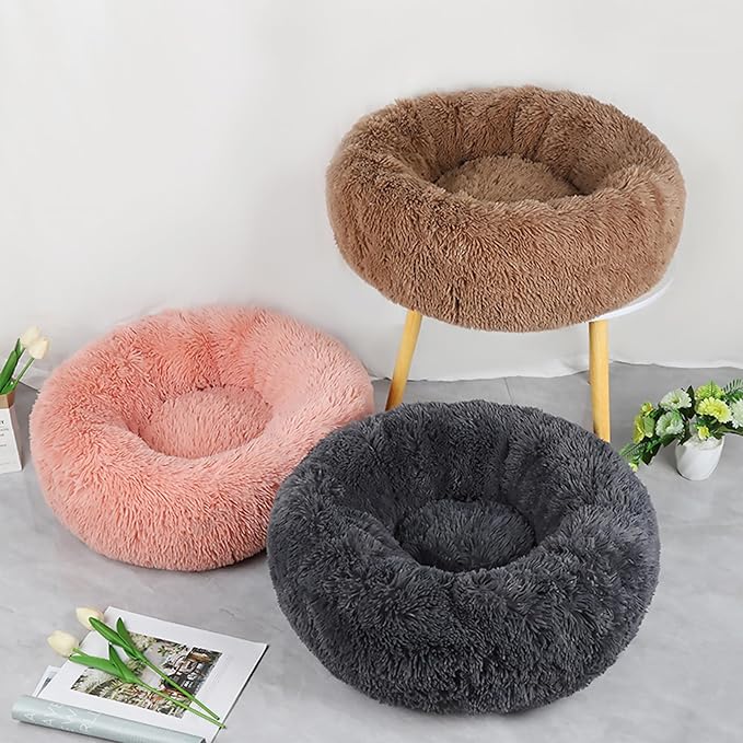 Nisrada Cat Beds for Indoor Cats,20 Inch Dog Bed for Small Melium Large Dogs, Washable-Round Pet Bed for Puppy and Kitten with Slip-Resistant Bottom