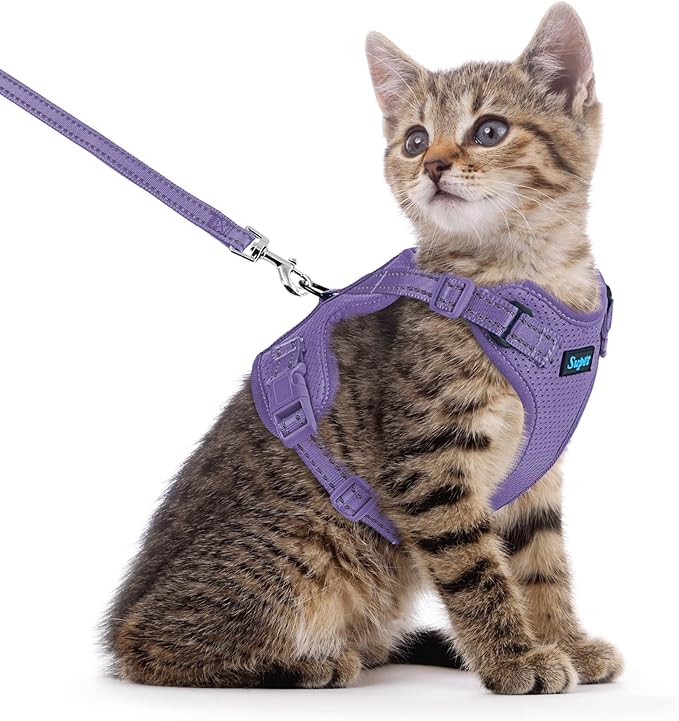 Supet Cat Harness and Leash Set for Small to Large Cats Adjustable Cat Vest Harness with Reflective Trim Universal Cat Leash and Harness for Cats/Puppies Outdoor Walking
