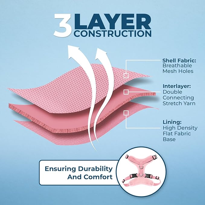 Voyager Step-in Lock Adjustable Cat Harness w. Cat Leash Combo Set with Neoprene Handle 5ft - Supports Small, Medium and Large Breed Cats by Best Pet Supplies - Pink, XXXS