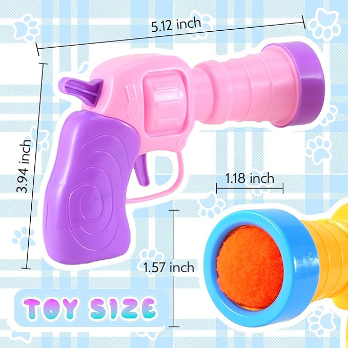 102Pcs Cat Ball Toy Launcher Gun，Cat Balls Fetch Toy - Includes 100 Colorful Plush Cat Balls and 2 Exciting Launchers Set，for Bored Indoor Adult Cats, Cute Kitten Kitty Toys