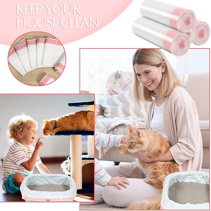 30 Count Large Cat Litter Box Liners Drawstring Kitty Litter Pan Box Liners Heavy Duty Cat Litter Bags Thick Cat Litter Box Liners Kitty Litter Bags, 31 x 18 Inch