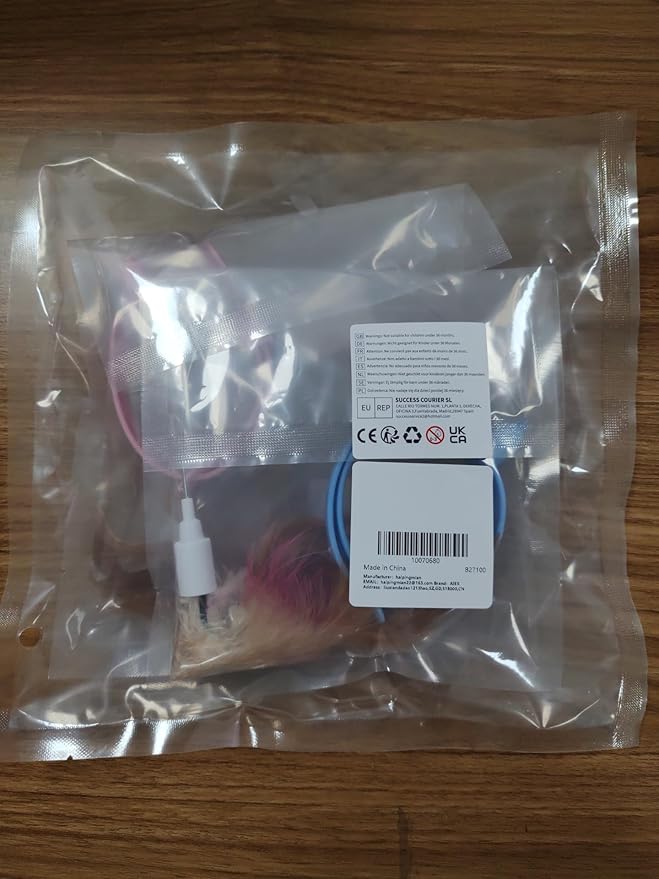 AIEX Cat Teaser Toy, Cat Wand Toy Retractable with Silicone Collar Interactive Cat Toys Attached with Feather for Indoor Cat Kitten Exercise Training (Blue, Pink)