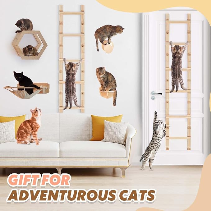 4 Pcs Cat Ladders, Cat Climbing Stairs, Cat Climbing Steps Cat Wall Shelves Height(13.7-55 Inches), Cat Climbing Frame Cat Tree Supplies Cabinets Climbing Pole Furniture for Indoor Cats
