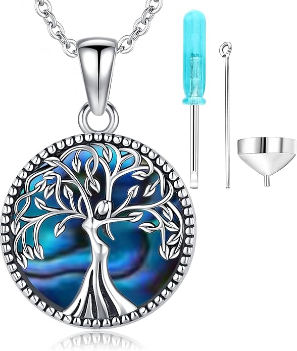 Aniu Cremation Jewelry for Ashes S925 Sterling Silver Urn Necklace Memorial Necklace for Human Ashes of Loved Ones Keepsake Pendant for Men Women