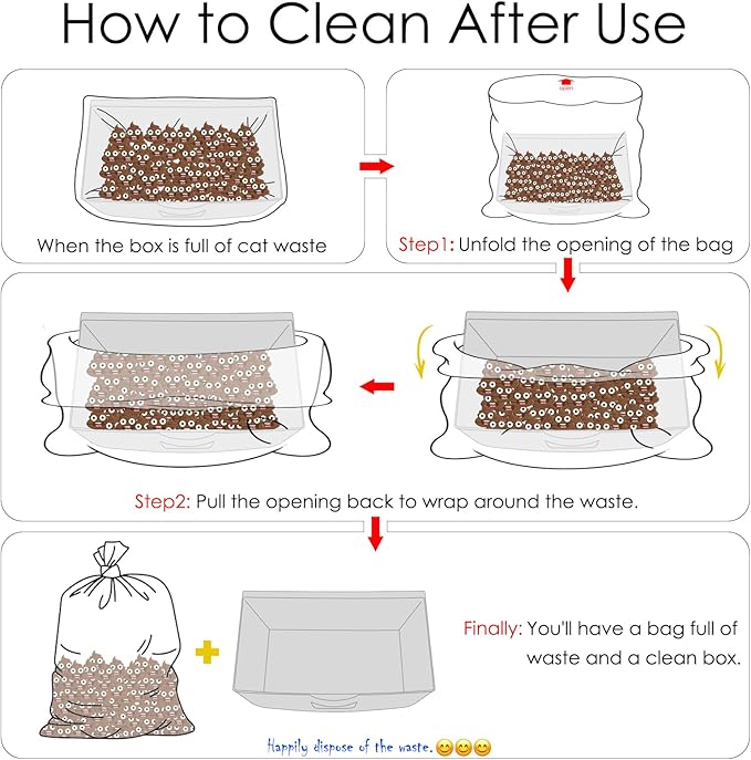 30 Count Cat Litter Box Bags Liners Compatible with Petsafe Self-Cleaning Cat Litter Box,Easy Clean & Replaceable Cat Waste Bag