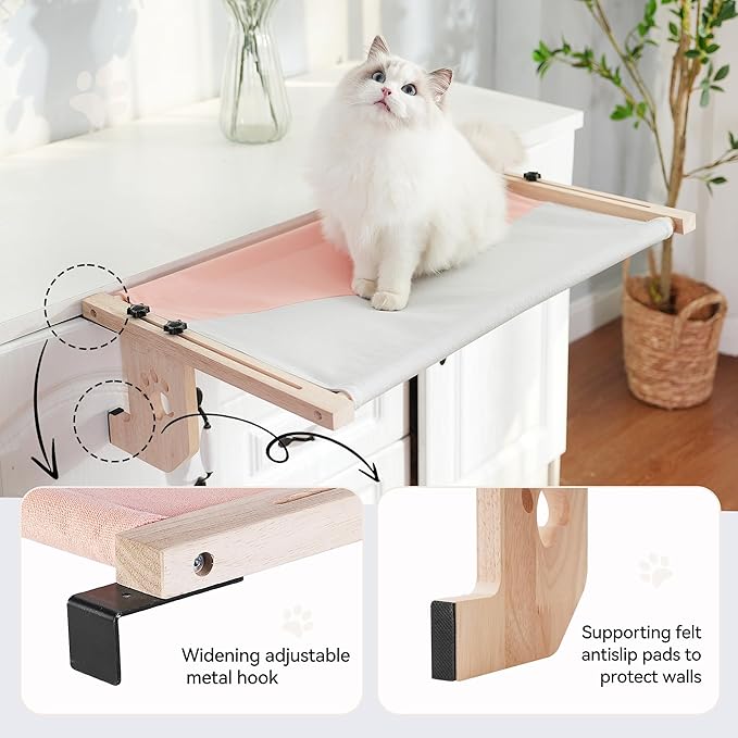 Cat Window Perch, Cat Window Hammock, Sturdy Cat Window Seat for Large Cats, Easy-to-Install and Removable Hammock for Cleaning – Damage-Free Window Mount, Medium & Large Sizes