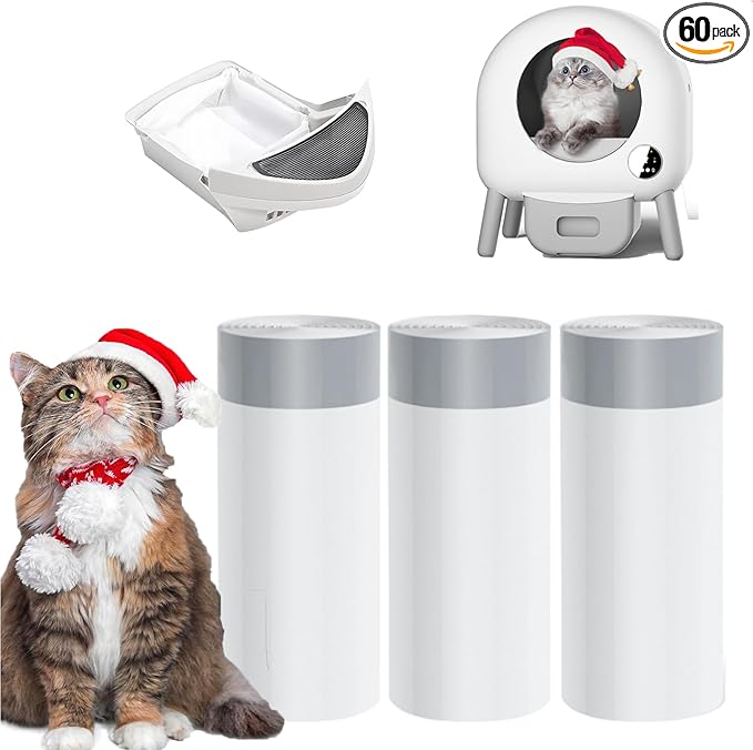 60 Count Cat Litter Box Liners Bags For Litter Robot 4 and 3, 26.5" X 16.7" Drawstring Litter Robot Liners Bags For Self-Cleaning Litter Box,Thick And Heavy Duty Litter Robot Waste Bags