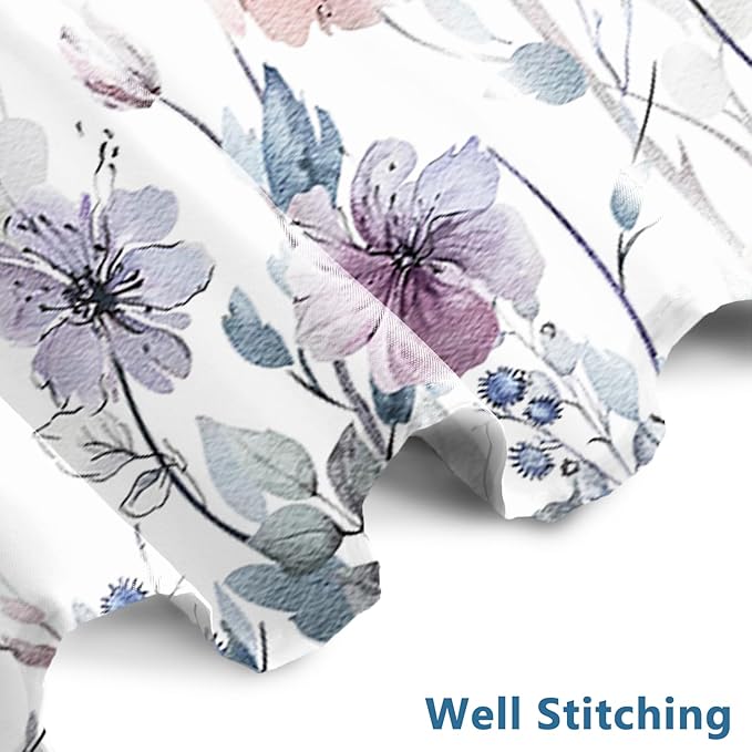 AWERT Watercolor Floral Shower Curtain with Hooks Pastel Wildflower Shower Curtain for Bathroom Waterproof Flower Printing Fabric Bathroom 72x72inch