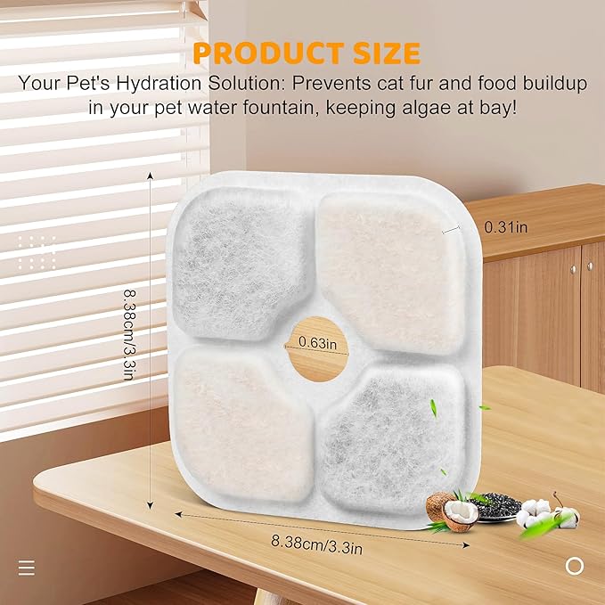 16 Pack Pet Fountain Filters for Catit PIXI Cat Drinking Fountain, Replacement Triple Action Water Filter with Ion-exchange Resin & Activated Carbon