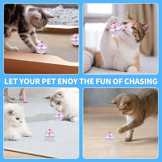 18 Piece Light Up Cat Balls Ghost Hunting Equipment, Indoor Motion-Activated Magic Cat Ball, Plastic Glowing Pet Toys