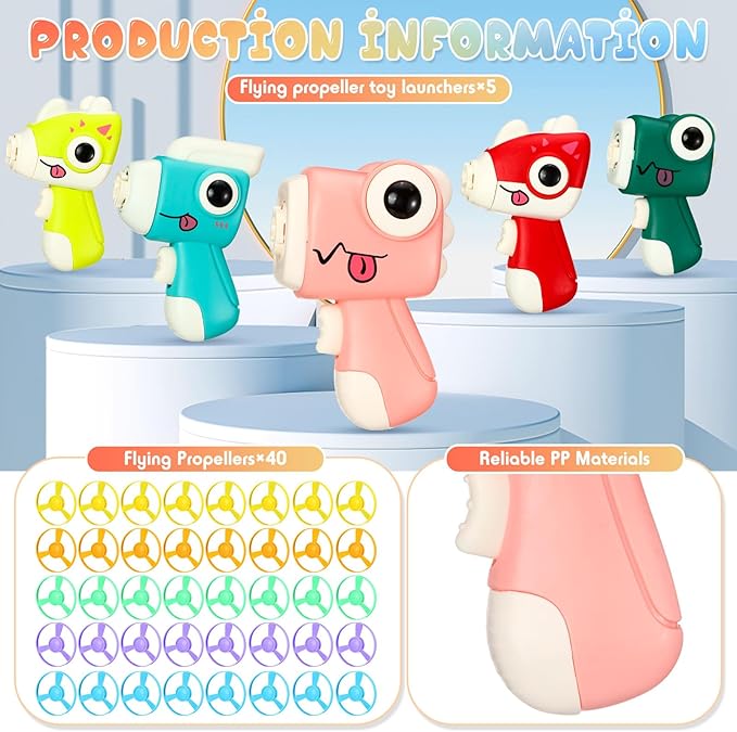 45 Pcs Cat Fetch Toy with Colorful Flying Propellers Set Cat Interactive Toys Playing Tracking Propeller Toy for Indoor Outdoor Kitten Training Chasing Training Hunting, Dinosaur Style