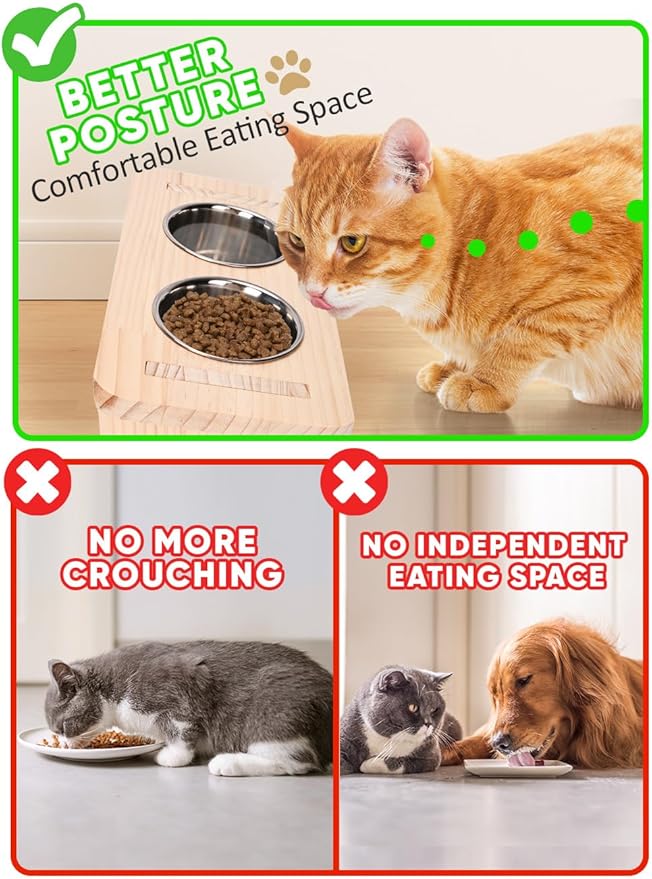 Cat Wall Shelves, Cat Shelves with 3 Cimbing Wall Steps & Cat Feeding Bowls Station, Cat Hammock and Perches for Wall, Cat Wall Furniture Set, Cat Climber Shelves Cat Scratching Post