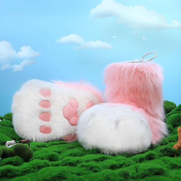 Animal Fuzzy Slippers Bear Cat Wolf Dog Fox Fursuit Feet Paw Claw Shoes Furry Boots Costume Accessories for Adult Kids