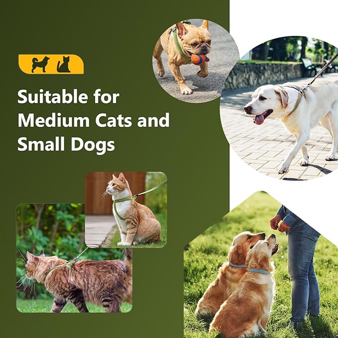 Cat Harness for Walking Escape Proof Linen Fabric Adjustable Pet Vest Harness Comfortable Soft Lightweight Harness for Cats and Dogs Flaxen M