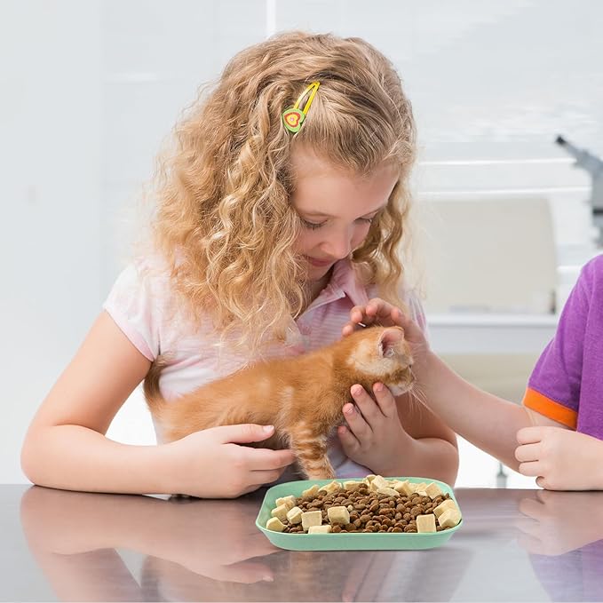 8 Pieces Whisker Fatigue Cat Bowls, 6 Inch Shallow Cat Food Dish Wide Cat Wet Feeding Bowls, Wheat Straw Pet Plate for Kittens and Short Legged Cat