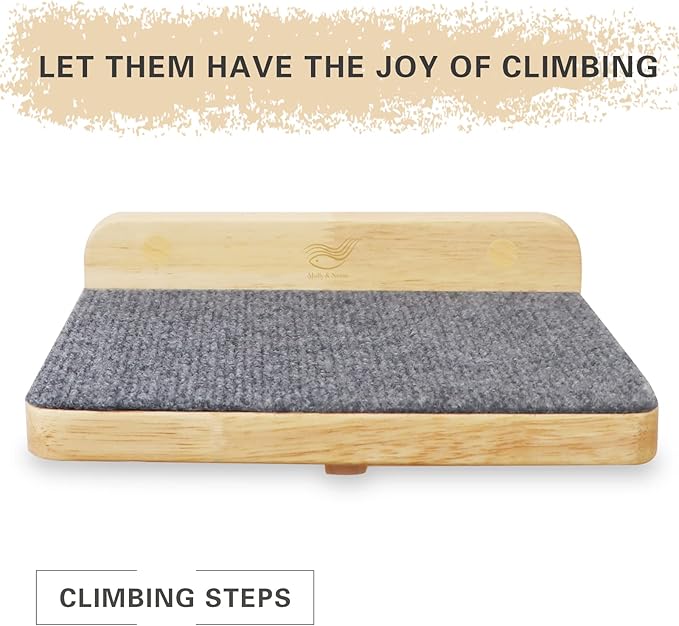 Molly & Nemo Cat Climbing Shelf Wall Mounted,Cat Climbing Step,Wooden Cat Stairway with Felt for Cat Climbing and Playing (Large)