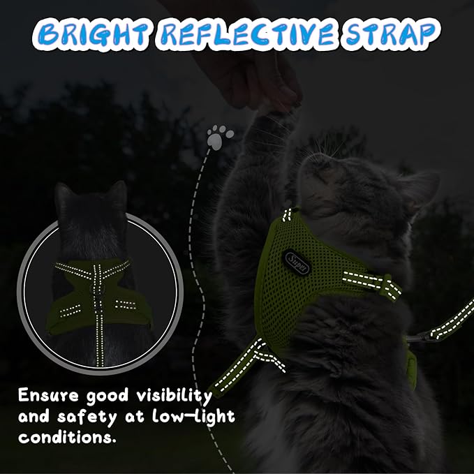 Supet Cat Harness and Leash Set for Small to Large Cats Adjustable Cat Vest Harness with Reflective Trim Universal Cat Leash and Harness for Cats/Puppies