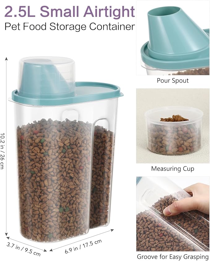 ANVS 20Lbs Dog Food Storage Container Collapsible Dog Food Container with Airtight Lids,Wheels, Scoop and 2.5L Small Pet Food Storage Container Dry Food For Dog, Cat and Other Pet Food (Black)