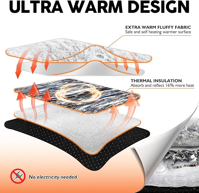 Self Warming Dog Bed, 35" x 24" Self Heating Pet Pad for Indoor Outdoor, Non-Slip Heated Dog Mat Thermal Blanket for Large Kittens Small Puppy