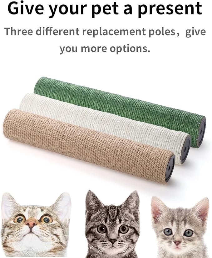 BNOSDM 15" x 2.75" M8 6 Pack Cat Tree Scratching Post Replacement Parts for Indoor Cats Tower Rope Scratch Poles Refill Sisal Pole Part for Refurbishment Accessories Spare Green