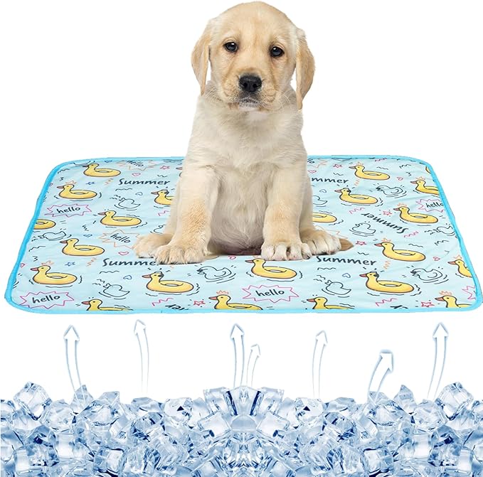 Dog Ice Pad Ice Silk Cats Kennel Mat Pet Cooling Pad Summer Cool Bamboo Mat Breathable Pad (Duck, M)