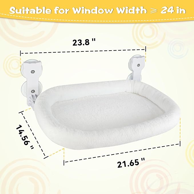 Cat Window Perch, Cat Bed Window Cushion, Soft and Comfortable Cat Window Hammock for All Seasons, Simple Install and Easy Clean Upgraded Suction Cups Hold up to 40lbs