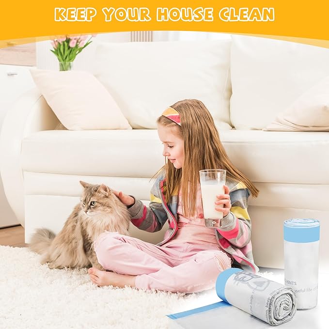 80 Counts Cat Litter box Bags for Automatic Cat Litter Box Self Cleaning, 24 x 29 Inches Extra Thick Cat Liner Bags Compatible with Litter Box Robot 4 and 3(White-Blue)