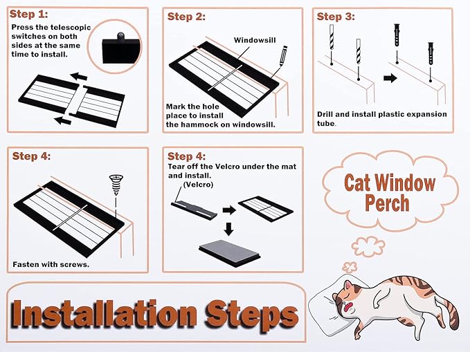 Cat Window Hammock, Metal Cat Window Perch Seat for Indoor Cats,Mounted Shelf Bed, Washable Foam Cat Seat for Large Cats Premium Set, Cat Wall Furniture for Sunbathing, Napping and Overlooking (White)