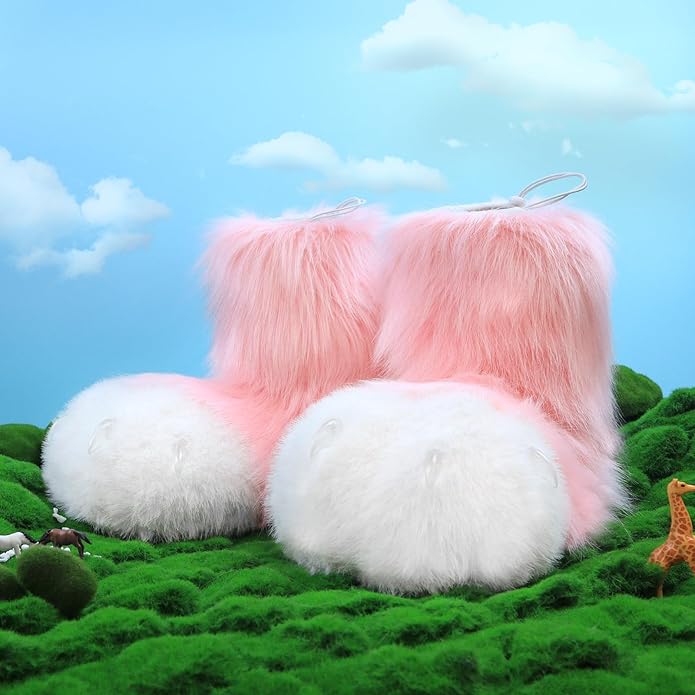 Animal Fuzzy Slippers Bear Cat Wolf Dog Fox Fursuit Feet Paw Claw Shoes Furry Boots Costume Accessories for Adult Kids