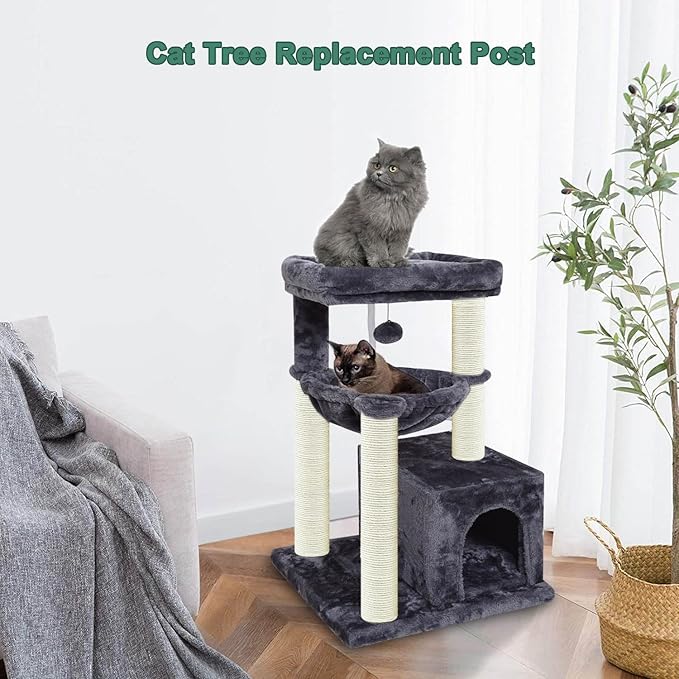 Cat Scratching Post Replacement Pole，4 PCS 11.81in Cat Tree Replacement Post，Natural Sisal Cat Tree Replacement Parts with M8 Screws，Cat Scratch Post Replacement for Refurbishment