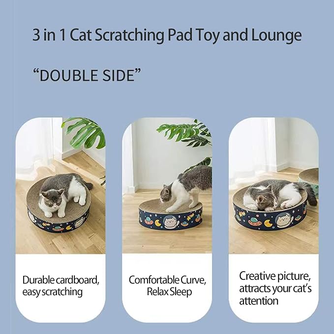 Potato Brothers-Pet Toys- Fetch Mate, Scratchers for Cat, Light Weight, Convenient for All Locations (Bowl-Shaped) Both Sides … (Astro-Bear)