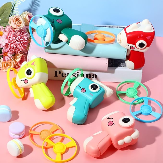 45 Pcs Cat Fetch Toy with Colorful Flying Propellers Set Cat Interactive Toys Playing Tracking Propeller Toy for Indoor Outdoor Kitten Training Chasing Training Hunting, Dinosaur Style