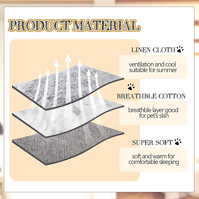 2 Pcs Cat Beds Small Dog Bed, Self Warming Cat Dog Mat Washable Warm Fluffy Pet Pad Calming Cushion Soft Kitty Bed for Indoor Outdoor Crate Pets Cat Small Dog Sleeping, 24 x 20 Inch (Gray)