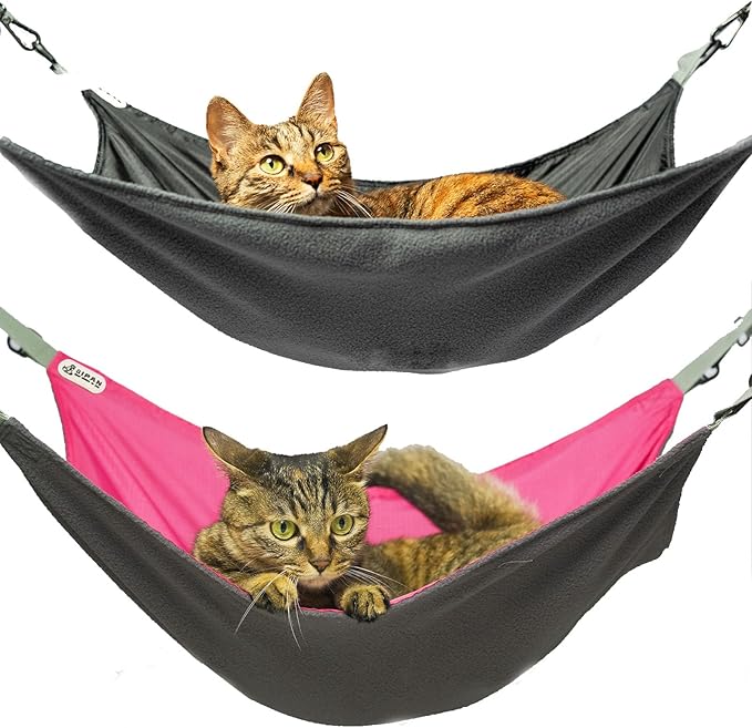 2 Pieces Cat Hammock for Cage,2 Pieces Reversible Cat Hanging Hammock,Cat Hammock Hanging,Reversible Washable Soft Outdoor Waterproof Cooling Kittens Pad for Cats (Large, BlackRed)