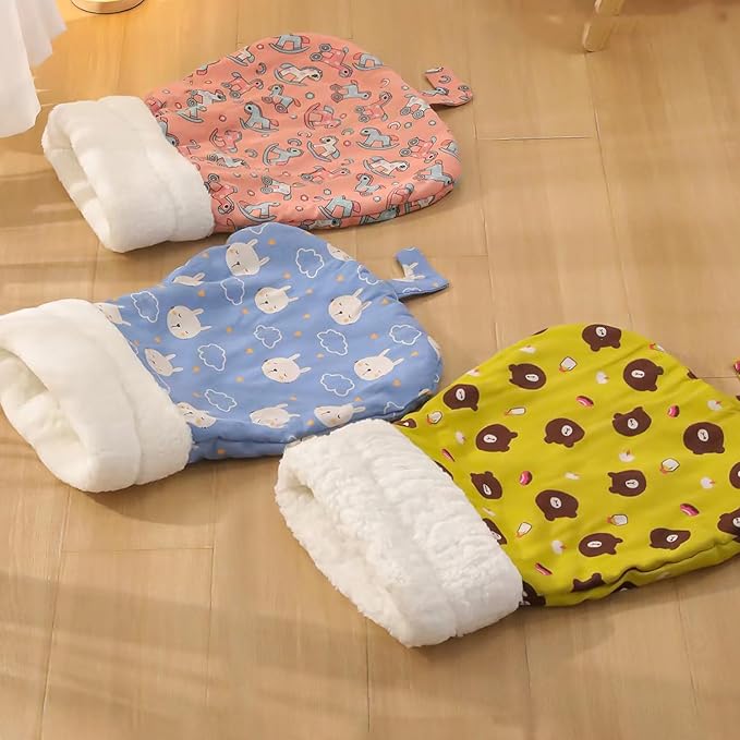 2PC Cat Sleeping Bag,Cat Sleeping Bag for Indoor Cats,Warm and Cozy Cat Sleeping Bag,Cat Winter Sleeping Bags, 360° Wrap Self Warm Cat Cave Bed Suitable for Pets Under 7.5 kg/16LB(Blue+Green)