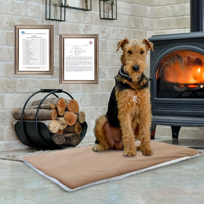 Rest-Eazzzy Cat Heating Pad, Cat Bed with Removable Cover Heated Cat Bed 5 Level Timer and 5 Level Temperature, Cat Beds for Indoor Warming Mat for Cat Dog (Heat pad, Pure-Brown)