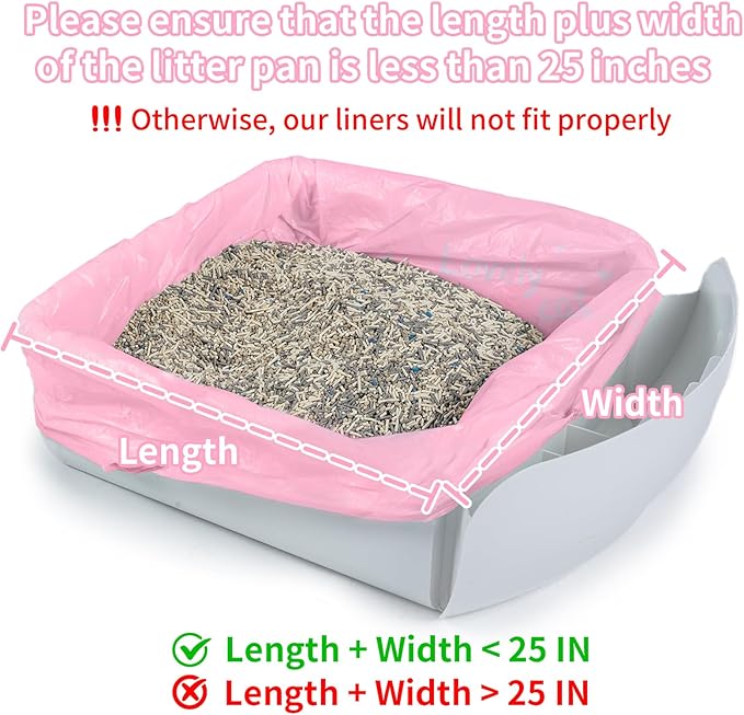 40 Count Cat Litter Box Liners for Automatic Cat Litter Box and Litter-Robot 4/3, Heavy-Duty, Extra Thick, Pink