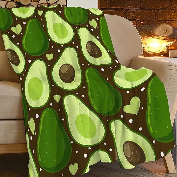 Avocado Merch Cozy Print Flannel Fleece Soft Plush Fuzzy Warm Lightweight Bedding - Avocado Gifts for Women, Men, Girls, Kids - 50"X40"