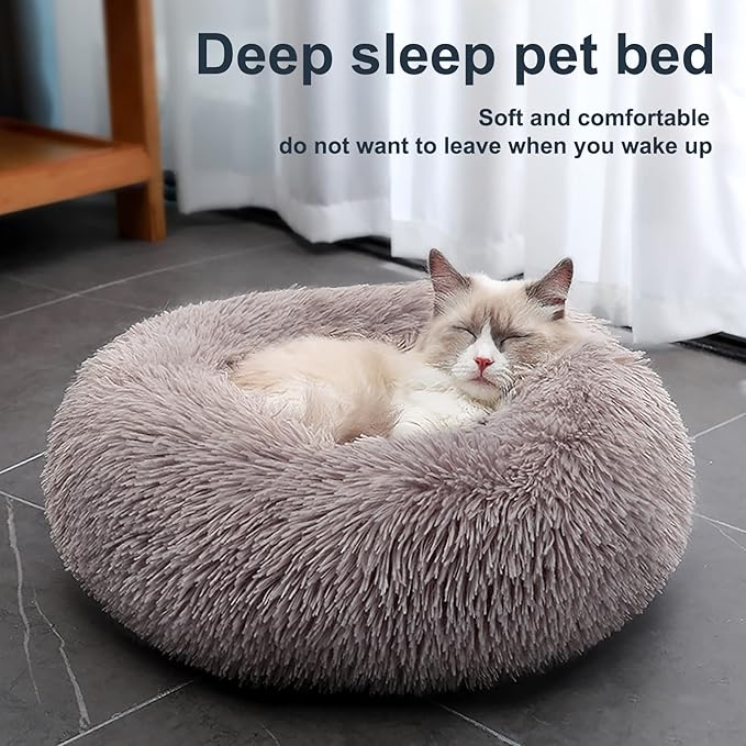 Nisrada Cat Beds for Indoor Cats,15.7 Inch Small Cats Beds, Washable-Round Pet Bed for Puppy and Kitten with Slip-Resistant Bottom