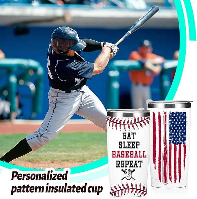 Baseball Accessories 20 oz Tumbler Insulated Tumblers, Christmas Birthday Gifts, Stainless Steel Tumbler Travel Cup, Coffee Cups for Cold Hot Drinks Baseball Lover Gifts for Women Men Mom