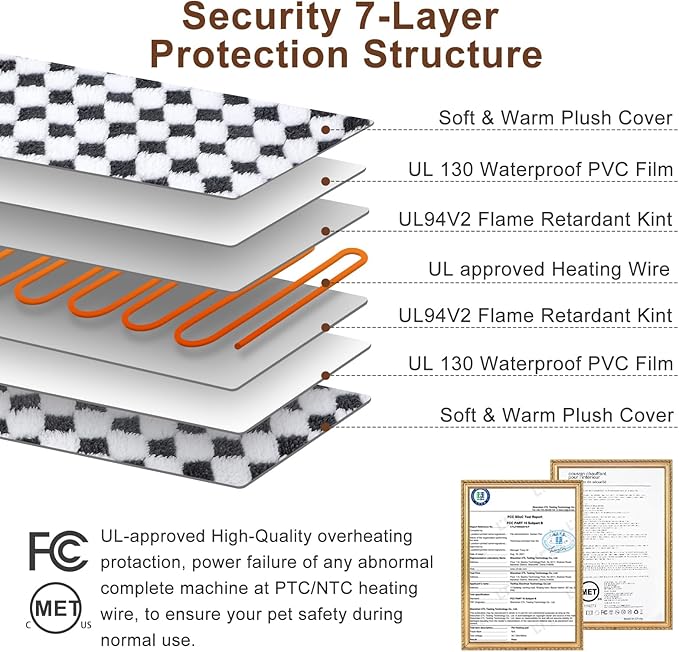 MIXJOY Pet Heating Pad, 11 Adjustable Temperature Dog Heating Pad Indoor with Timer, Heating Pad for Dogs Cats, Electric Cat Heating Pad with Washable Cover, Heated Pet bed-35''x24'', Large