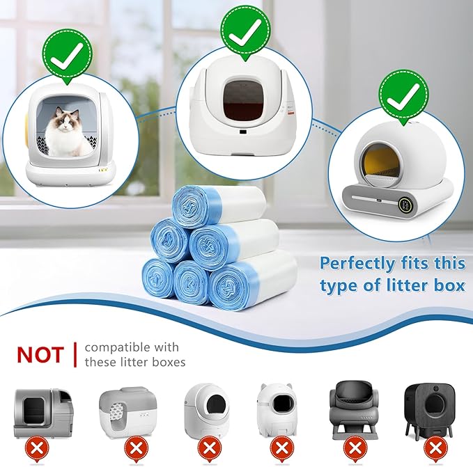 120 Count Cat Litter Bags for Automatic Litter Box,Extra-Thick Cat Litter Box Liners for MeoWant MW-SC01,MW-SC02,Duty Drawstring Kitty Litter Bags-19.7" x 17.7"