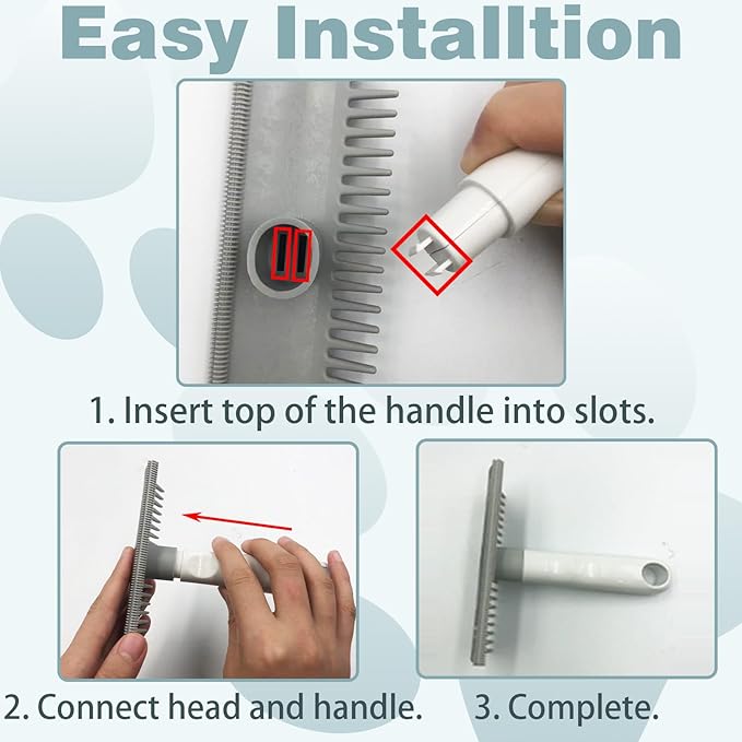 2 in 1 Pet Hair Removal Tool, 2 Sizes Serrated Scraper Edges, Portable Pet Hair Remover, Cat Hair Remover for Furniture, Rug Scraper for Pet Hair, Long Tooth Comb for Dog Grooming