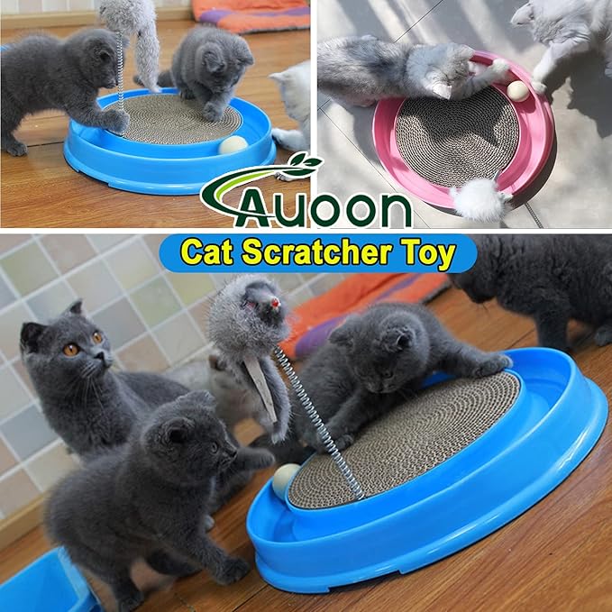 AUOON Cat Scratcher Toy, Cat Toy, Scratch pad,Scratching Toy,Post Pad Interactive Training Exercise Mouse Play Toy with Ball (Milk Shake)
