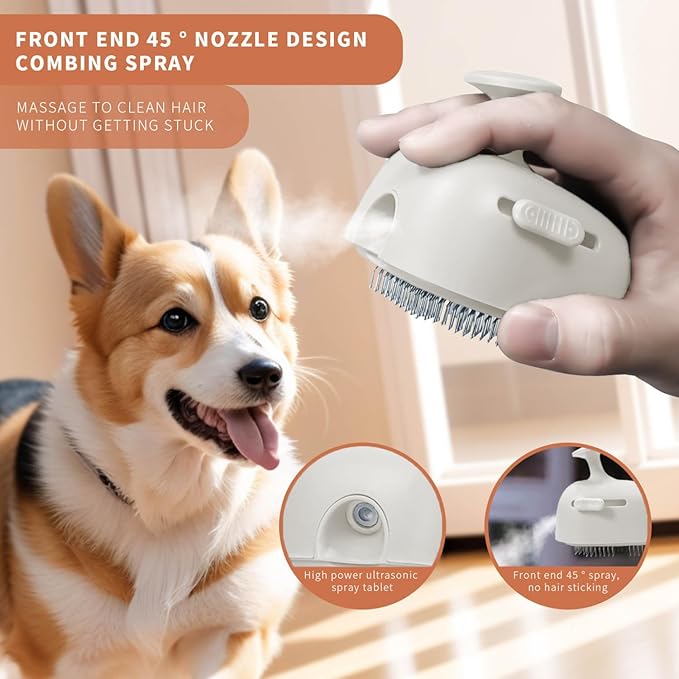 4 in 1 Cat Steam Brush for Shedding, Rechargeable Cat Brush with Steam, Steam Pet Hair Brush for Indoor Cats, Massage, Cleaning, Shedding, Combing & Remove Floating Hair All In One