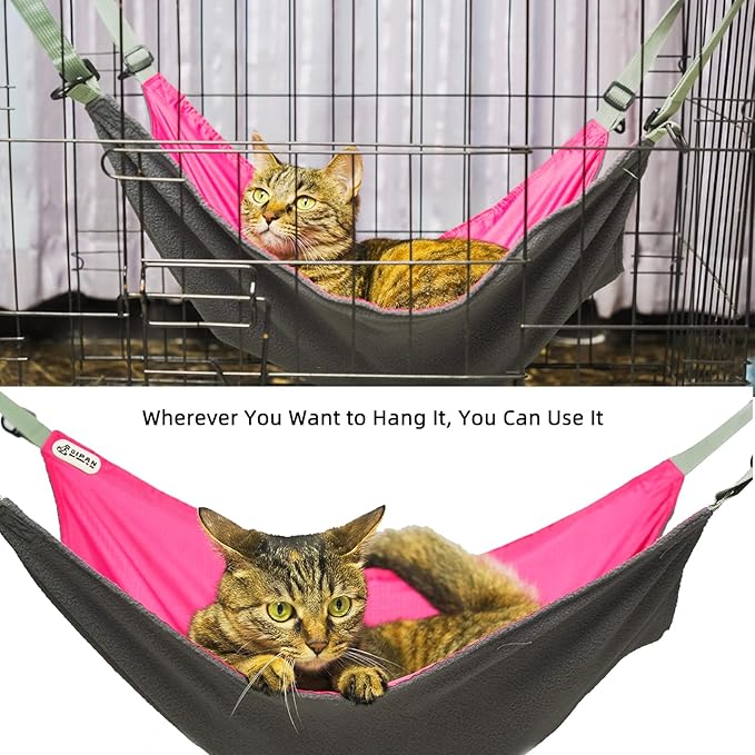 2 Pcs Small Kitty Cat Hammock for Cage,2 Pieces Reversible Cat Hanging Hammock,Cat Hammock Hanging,Washable Soft Outdoor Cat Mat,Waterproof Cooling Kittens Pad for Cats (Large, RedRed)